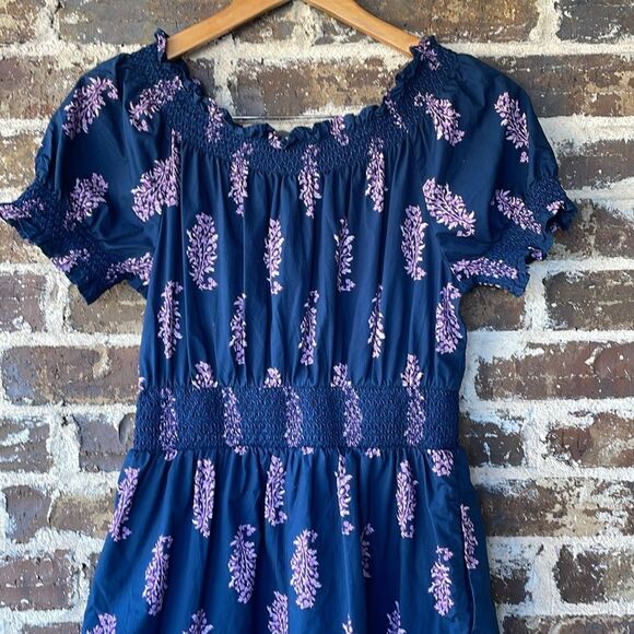 J. Crew Smocked puff-sleeve cotton poplin dress in budding branch print XS - Picture 9 of 9